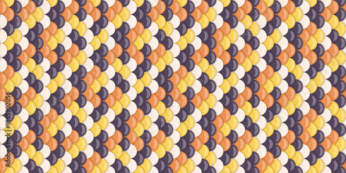 Vibrant abstract pattern featuring a dynamic diagonal arrangement of rounded shapes in autumnal hues.