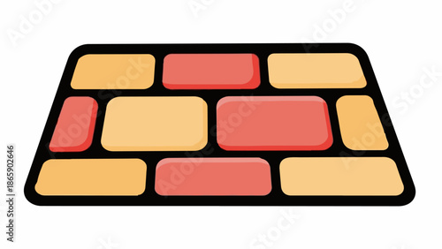 A simple graphic depiction of a pathway made of alternating colored rectangular stones