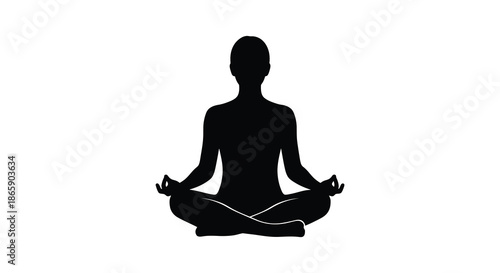 a peaceful depiction of a woman meditating in the lotus position a striking black silhouette