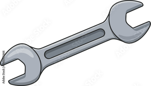 A simple, stylized illustration of a grey metal combination wrench