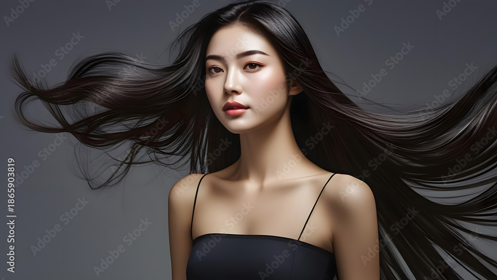Naklejka premium Woman with hair