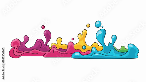 Colorful abstract liquid splashes and droplets create a vibrant dynamic flow