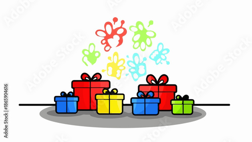 Colorful gifts bursting with joy