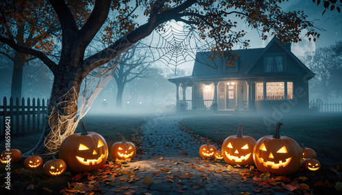 halloween pumpkin in the garden