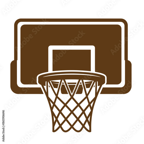 Brown basketball hoop and backboard illustration isolated on white background