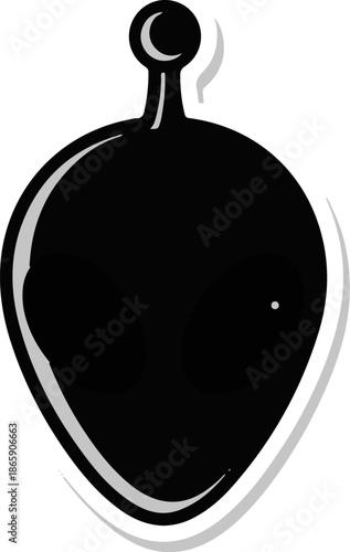 Stylized black alien head with large oval eyes and a single antenna