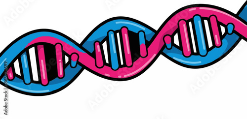 Stylized blue and pink double helix DNA strand