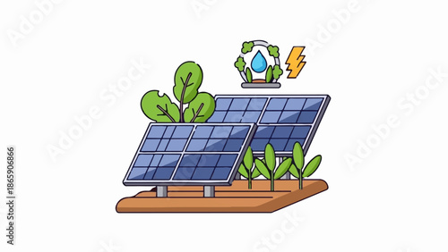 Solar panels powering a sustainable, green future with clean energy