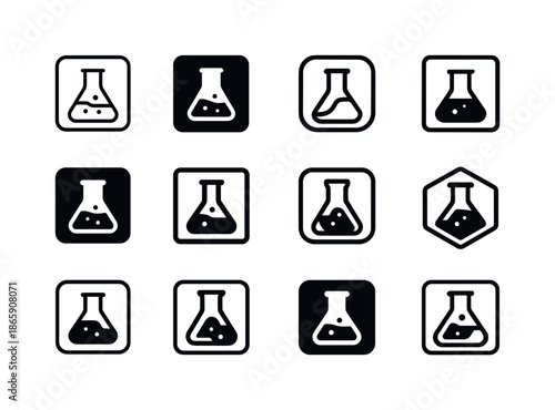 Laboratory Logo Grid. Laboratory floor. Icon set. Set Logo of laboratory floor: sterile environment emblem. harmonious logo variations of the same emblematic