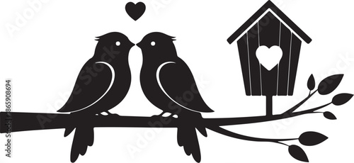 Love Birds Silhouette Icon Vector