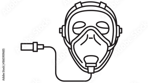 Medical oxygen mask and respiratory interface for professional clinical intensive care services and pharmaceutical hospital equipment manufacturing business branding resources.