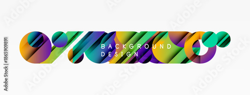 Abstract colorful shapes form dynamic background. Gradient hues create modern visual effect. Design elements suggest movement, energy.