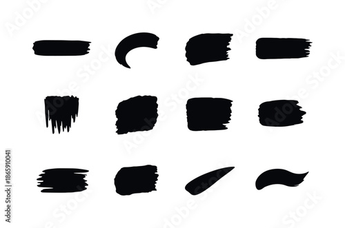 Paint Smear Icons. Paint smear icons. Solid icon set of paint smear icons: long smear, curved smear, side stroke, thick stripe, dragging mark, uneven smear,