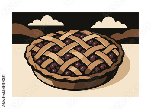 Rustic Berry Pie. Rustic berry pie. Overlapping crust patterns form a beautiful lattice, with juicy berries peeking through in vibrant tones. Countryside