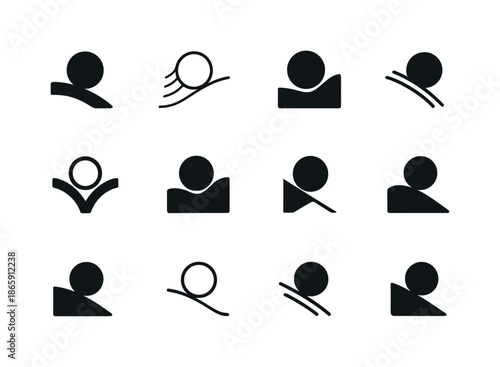 Rolling Motion Logos. Rolling down the hill. Icon set. Set Logo of rolling down the hill: motion blur arc. harmonious logo variations of the same emblematic