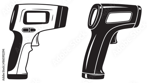 Modern infrared forehead thermometers for non-contact body temperature screening in professional corporate offices and commercial healthcare facilities management operations for safety.