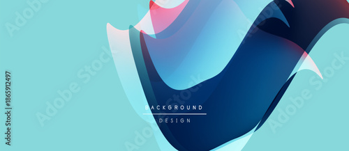 Abstract flowing shapes, blue hues dominate. Gradient colors create dynamic visual effect. Modern design element for backgrounds.