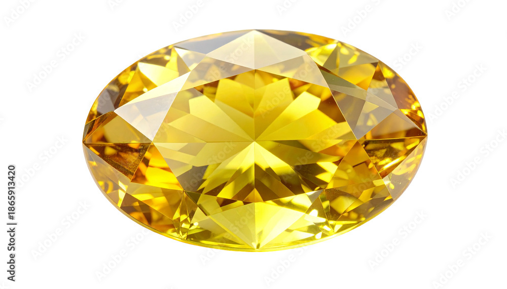 Fototapeta premium Vibrant, multifaceted, yellow gemstone, set against a dark background