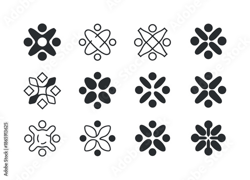 Cultural Diversity Emblems. Cultural diversity. Icon set. Set Logo of cultural diversity: cultural patterns mosaic. harmonious logo variations of the same