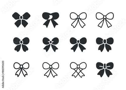 Bridal DIY Icon Set. DIY decorations for bridal showers. Icon set. Set Logo of DIY decorations for bridal showers: bow & ribbon motif. harmonious