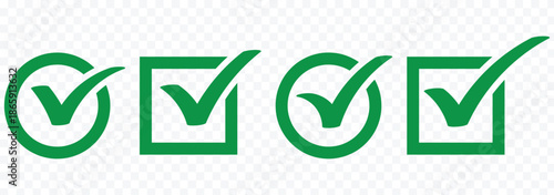 Green check mark and red cross symbols for yes no correct incorrect choices approval rejection vector. A graphic representation of decision-making. Check tick mark icon set. green checkmark icon set