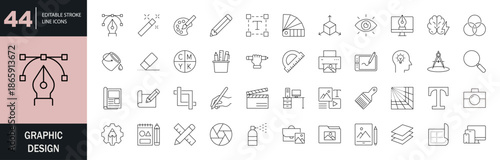 Graphic Design icon set. Editable line icons. Vector illustration.