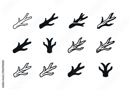 Driftwood Logo Variations. Driftwood. Icon set. Set Logo of driftwood: branch fragment. harmonious logo variations of the same emblematic concept, each with