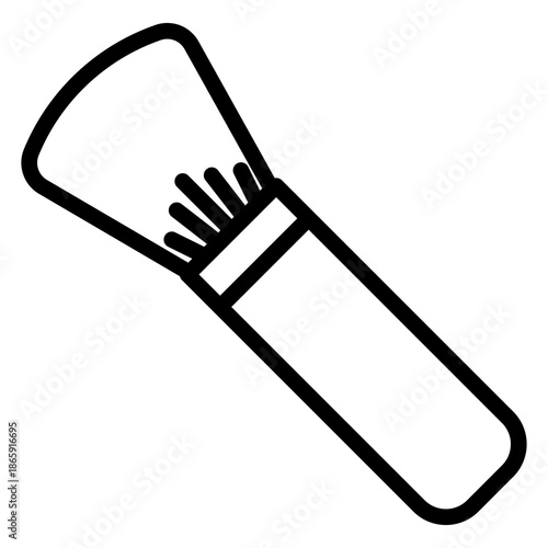 Minimalist makeup brush line art icon with bold outlines. Perfect for beauty branding, cosmetic web design, and digital interfaces. This sleek vector represents elegance and daily selfcare.