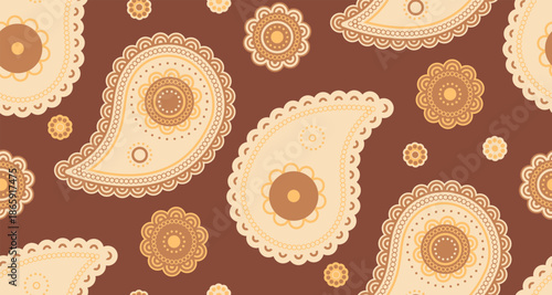 Medallion droplet and classical picture. Variation persian on shirt flower. Horizontal template on material old.