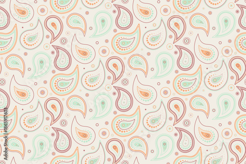 Indian paisley on persian wrapping. Seamless flat by drawing designer. Trendy surreal as leaf classic.