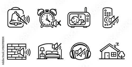 Sound management icons for quiet environments and noise control solutions