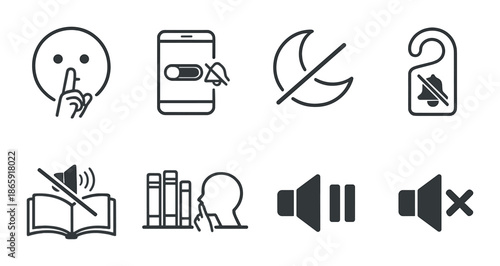 Muted icons: quiet, do not disturb, silence, mute symbols