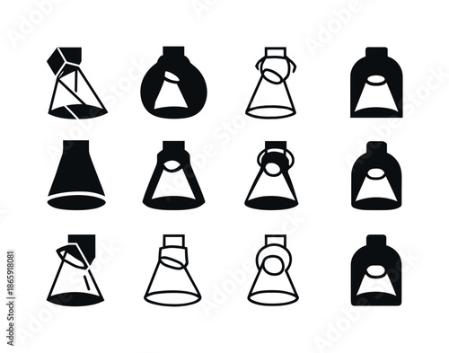 Theater Logo Variations. Theater Performance. Icon set. Set Logo of Theater Performance: spotlight on stage. harmonious logo variations of the same emblematic