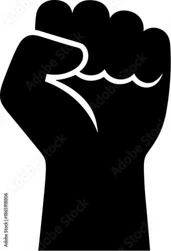 Simple Bold Black Fist Raised Up Symbol Icon Silhouette