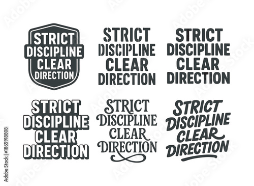 Creative Lettering Variations. Strict discipline, clear direction. Set lettering. harmonious lettering variations of the same emblematic concept, each with