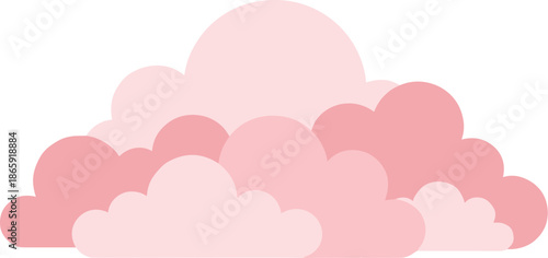 Simple Flat Style Pink Fluffy Cloudscape Decoration Icon Illustration