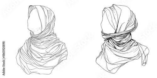 Mystic Veil: Elegant Line Art Scarf