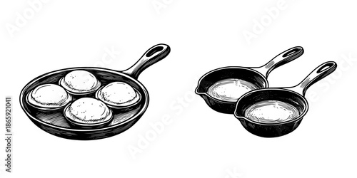 Rustic Cast Iron Skillet With Aebleskiver