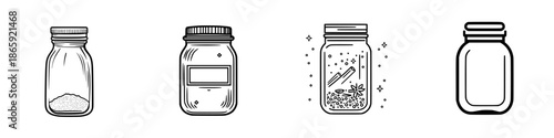 Simplicity in Spice: A Minimalist Line Art of a Clean Jar of Spices