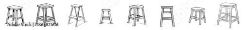 Elegant Line Art of a Simple Stool