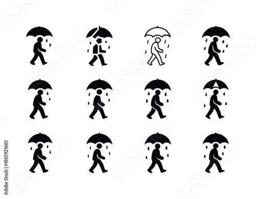 Solitude Icon Variations. The Emotional Impact of Being Alone in Hard Times. Icon set. Set Logo of The Emotional Impact of Being Alone in Hard Times: person