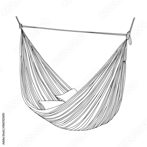 Handcrafted Hanging Hammock | Clean, isolated vector art for creative projects.