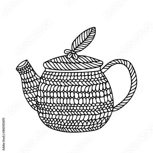Elegant Teapot: Cozy Crochet Design | Clean, isolated vector art for creative projects.