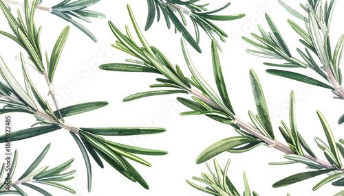 Wallpaper Mural Watercolor illustration of rosemary sprigs, green on a black background Torontodigital.ca