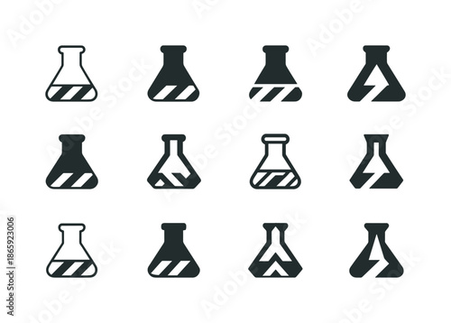 Harmonious Lab Logo Set. Laboratory floor. Icon set. Set Logo of laboratory floor: hazard stripe marking. harmonious logo variations of the same emblematic