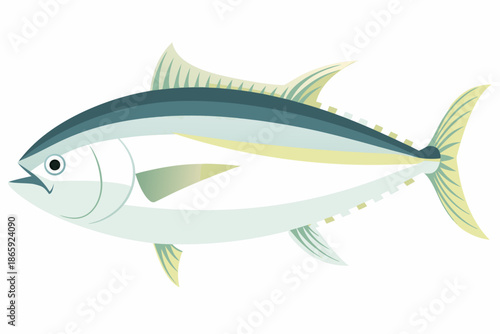 A streamlined illustration of a bluefin tuna swimming gracefully underwater