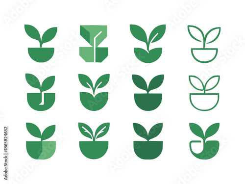 Ecological Logo Variations. Design with ecology materials trend. Icon set. Set Logo of design with ecology materials trend: plant-based product emblem.