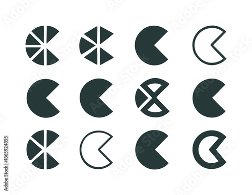 Paradigm Shift Icon Grid. Paradigm shift. Icon set. Set Logo of paradigm shift: paradigm break symbol. harmonious logo variations of the same emblematic