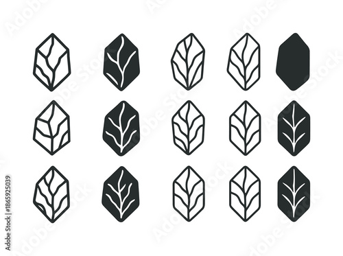 Mineral Logo Variations. Mineral. Icon set. Set Logo of Mineral: mineral veins. harmonious logo variations of the same emblematic concept, each with different