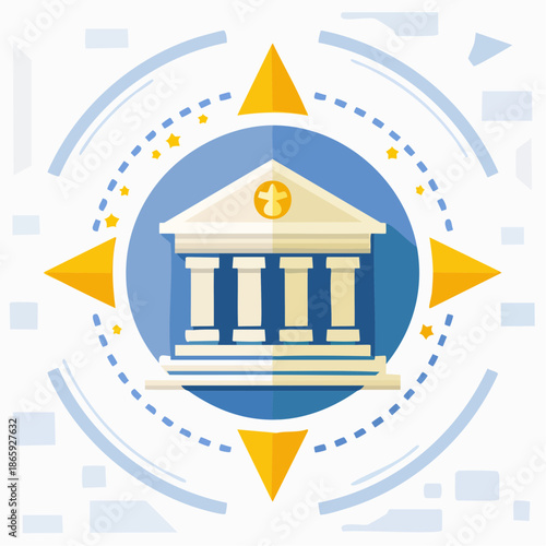 Courthouse Building Icon Representing Justice, Law, Legal System, and Judicial Authority Concept for Court, Rights, and Governance Illustration